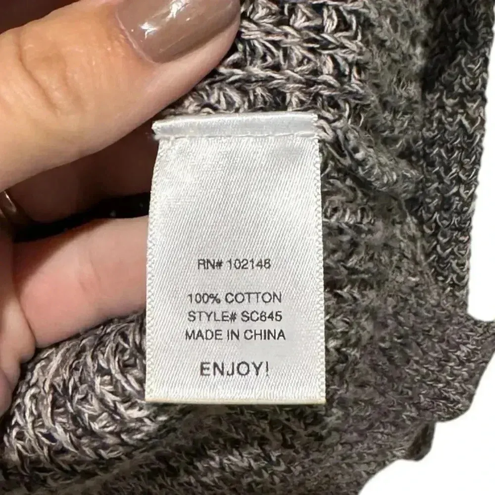 Michael Stars Women's Gray Cotton‎ Marled Textured Knit Crewneck Sweater Size S - Image 5