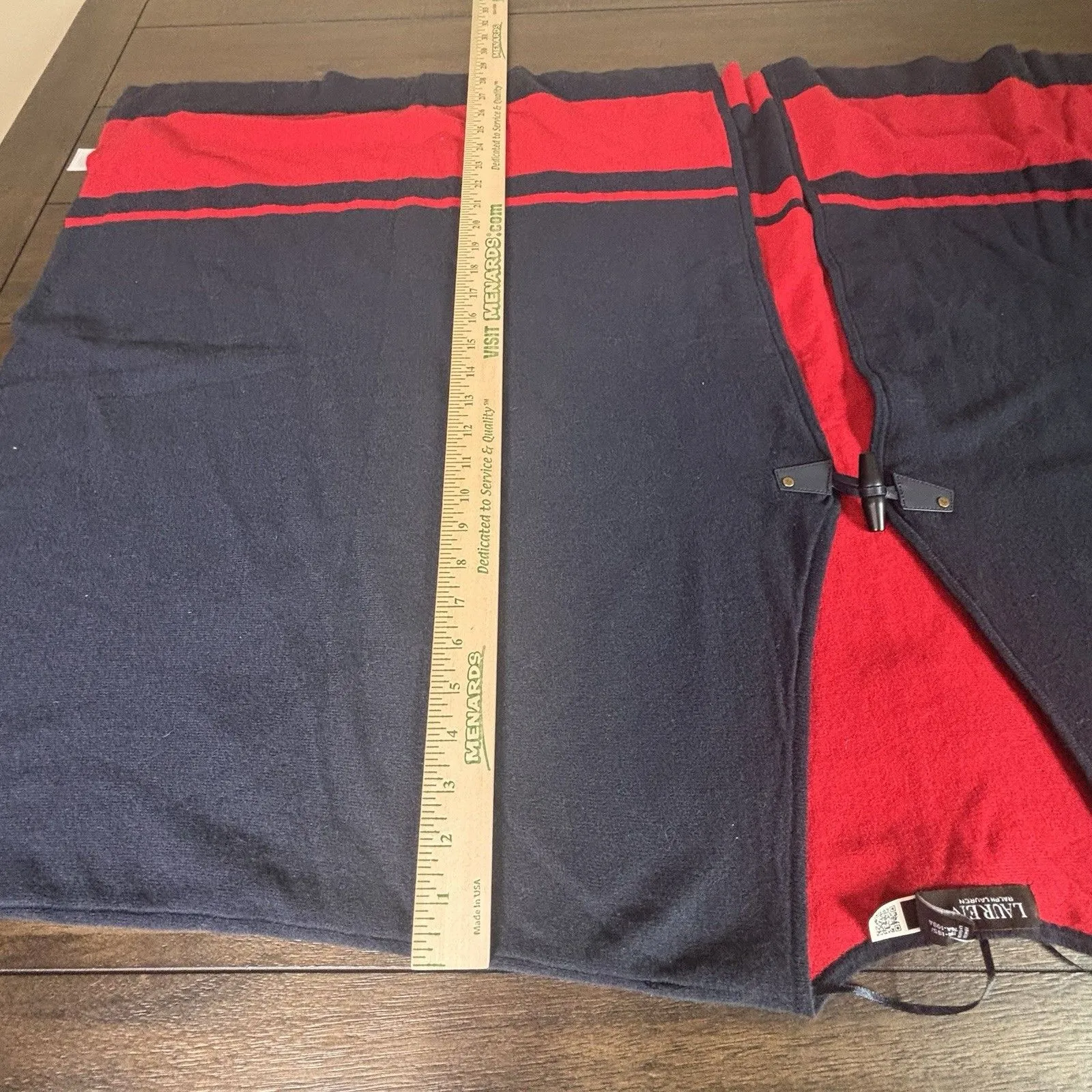 Lauren Ralph Lauren Poncho Cape Womens OS Red Wool Blend Black Label NWT $295 Blue Size undefined - Image 8