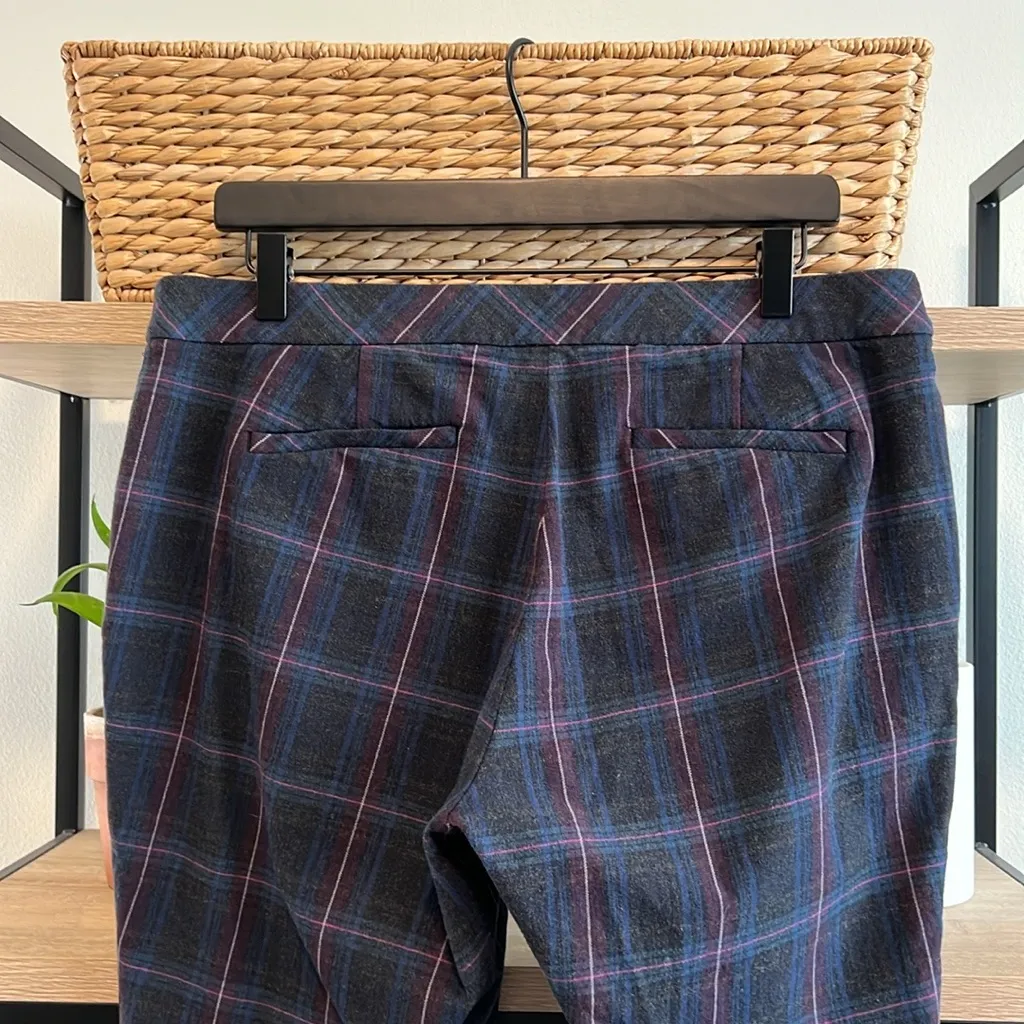 J. Jill Mid-Rise Plaid Cotton Blend Pocket Cropped Dress Pant Trouser Pant, 14 - Image 5