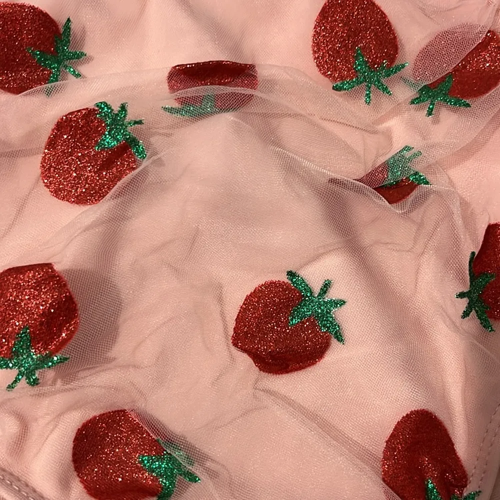 Retro Lace Strawberry Bikini Size Small. NWT Pink - Image 6