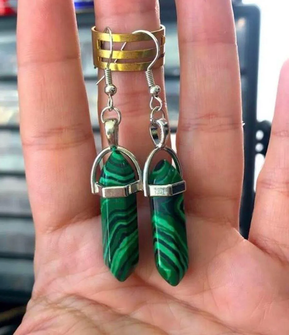 Malachite Earrings Green - Image 2