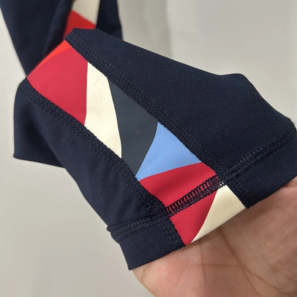Tory Burch Sport Essential Performance Leggings Size Medium Navy Red Blue - Image 4