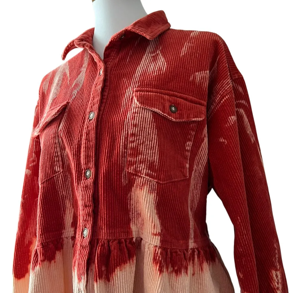 Blue Buttercup Corduroy Jacket Large Plus Size XL Shacket Button Oversized Ombre - Image 3