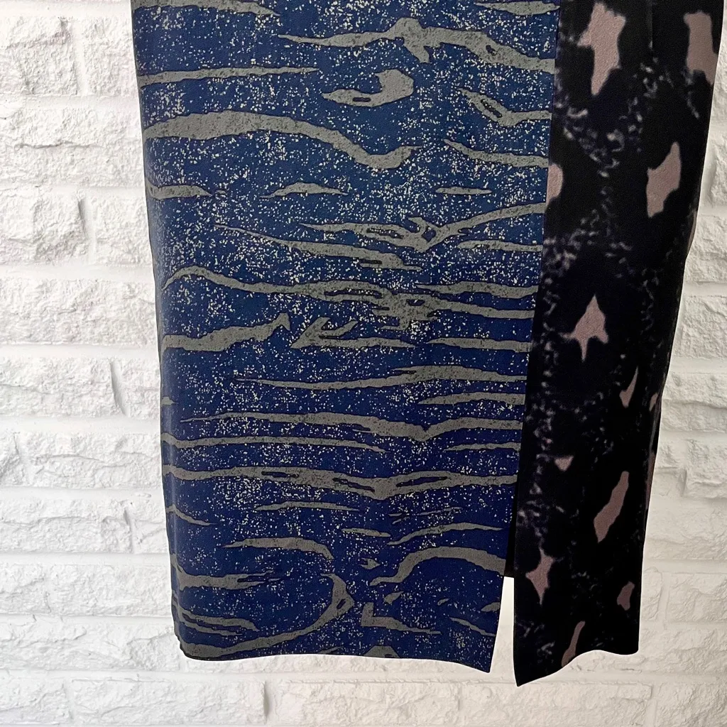 Salvatore Ferragamo Navy & Taupe Mixed Animal Print Sleeveless Dress, Size 40 - Image 4