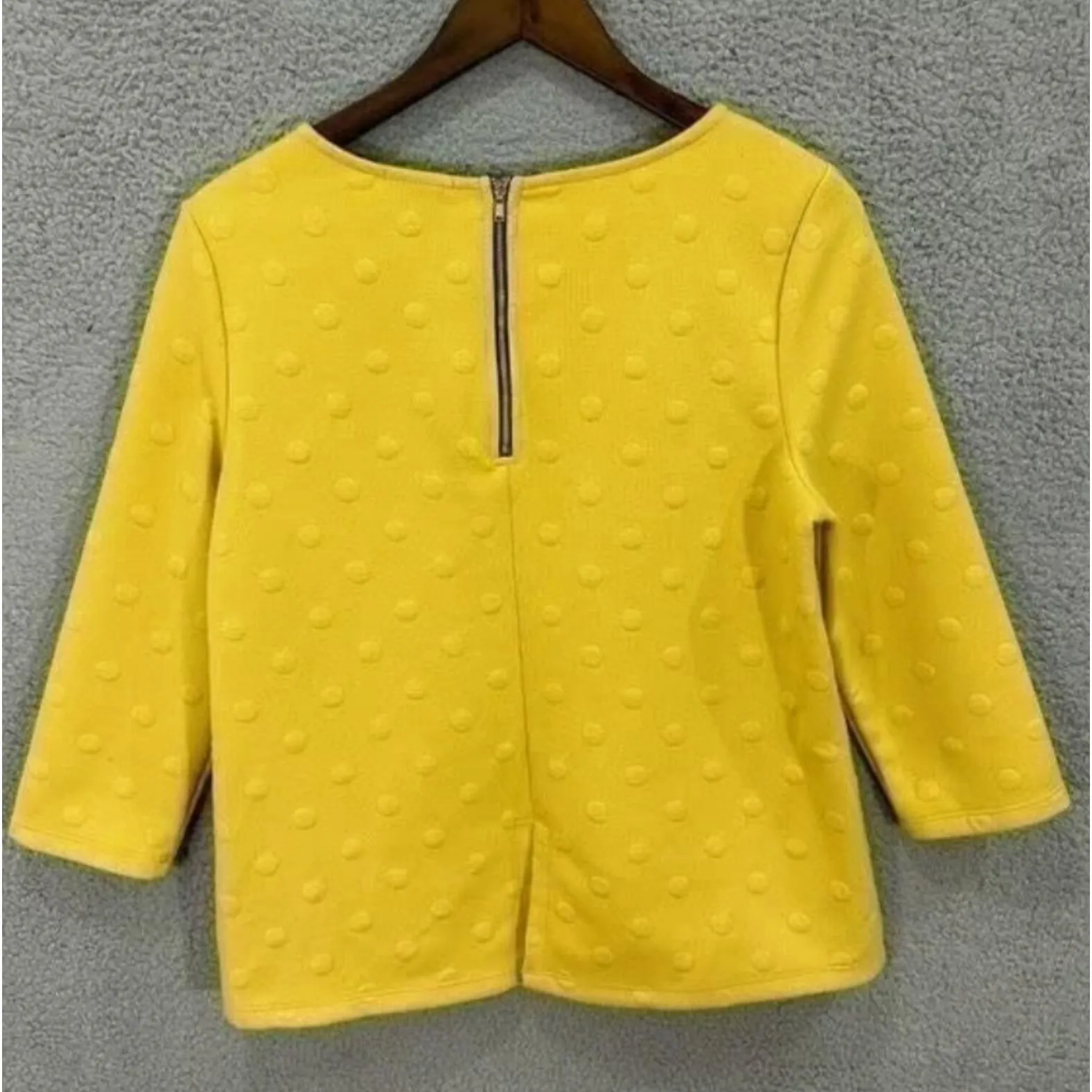 W5 Textured Dot Knit Top‎ Women M Yellow Retro Mod Preppy Pop Art Minimalist - Image 5