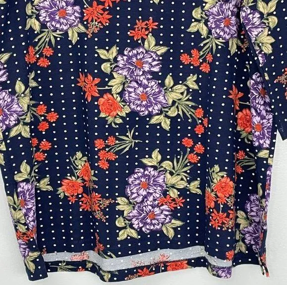 New  Floral Polka Dot Button Boatneck 3/4 Sleeve Tunic Top 14/16 - Image 11
