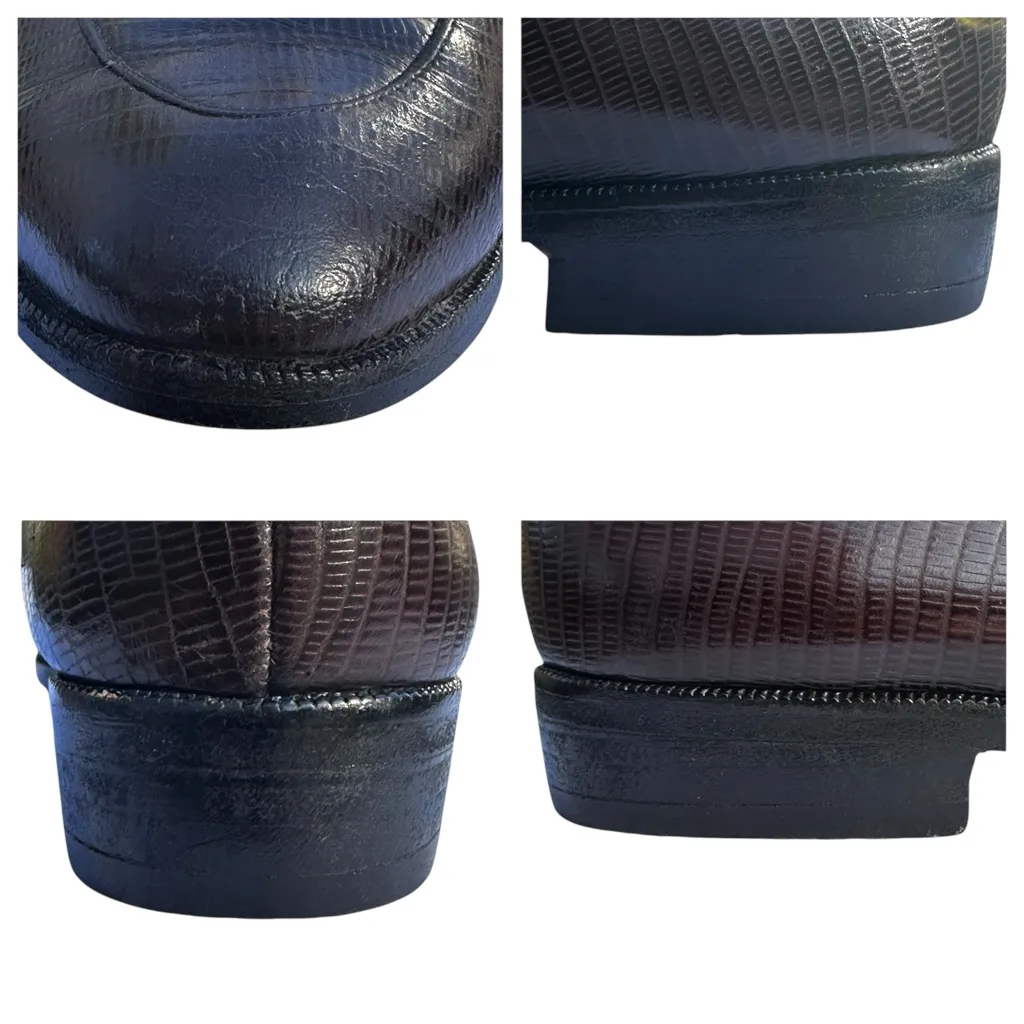 Robert Clergerie Brown Loafers Faux Lizard Skin Embossed Leather 6 1/2 M Vintage Size 6.5 - Image 8