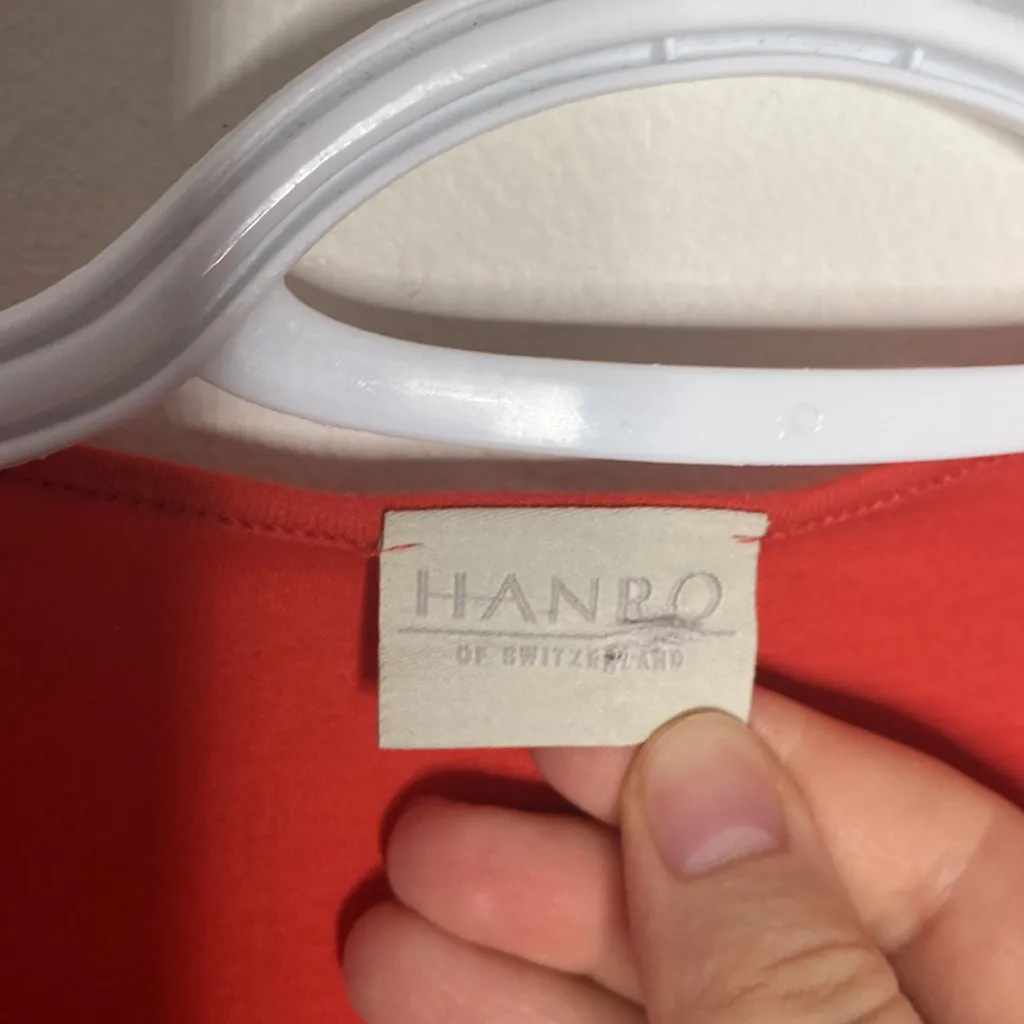 Hanro of Switzerland coral red Grecian tunic style lounge dress Size 4 - Image 8