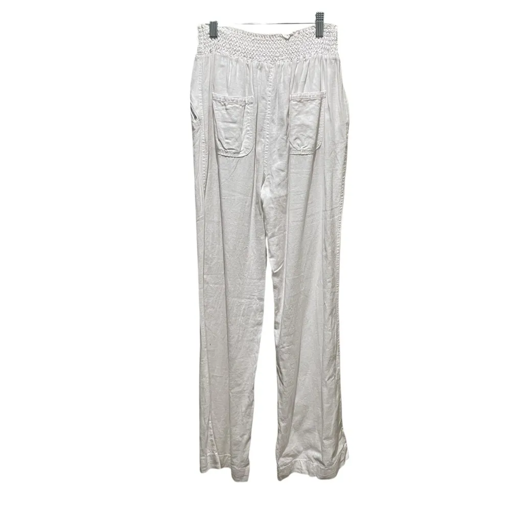 Ci Sono Smocked Waist Linen Blend Pants White Women’s Large - Image 8