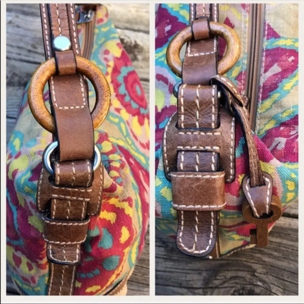 Fossil Large Floral Canvas & Leather Shoulder Bag - Image 5