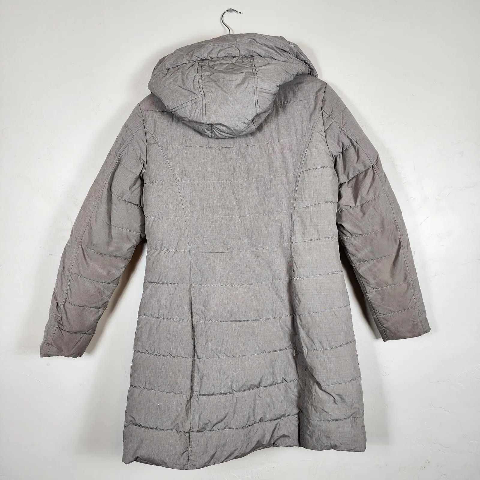 Laundry by Design Women's Long Winter Puffer Jacket Hooded Grey Coat Medium - Image 2