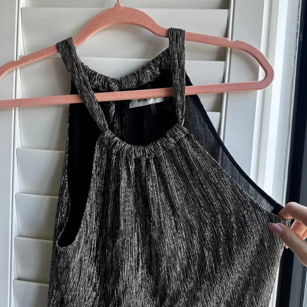 Trina Turk 'Rosemary' Metallic Halter Top in Gold and Black size Small - Image 2