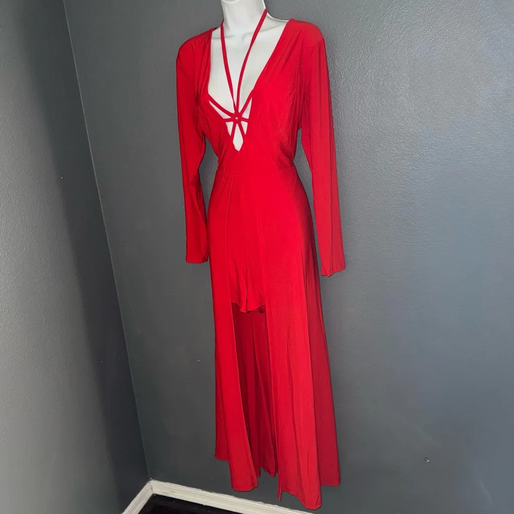 Venus Vintage Long Sleeve Maxi Dress Sexy Party Romper Womens Large - Image 4