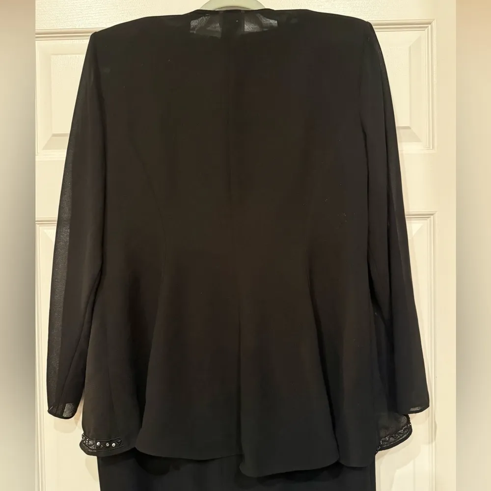 RM Richards Black Beaded Jacket Dress Set evening gown mother of bride sz 16 - Image 8