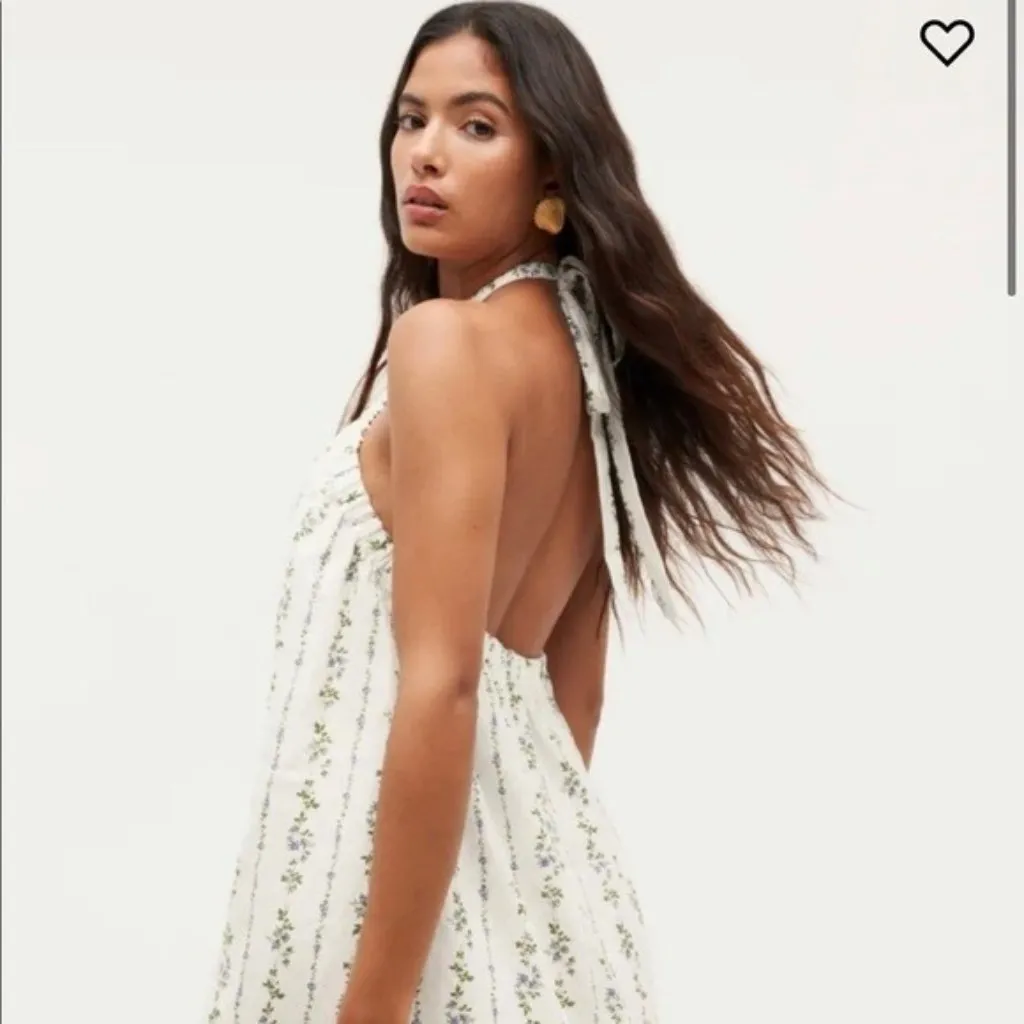 Reformation NWT Maui Linen Halter Mini Dress in Chalet Floral Size XS - Image 2