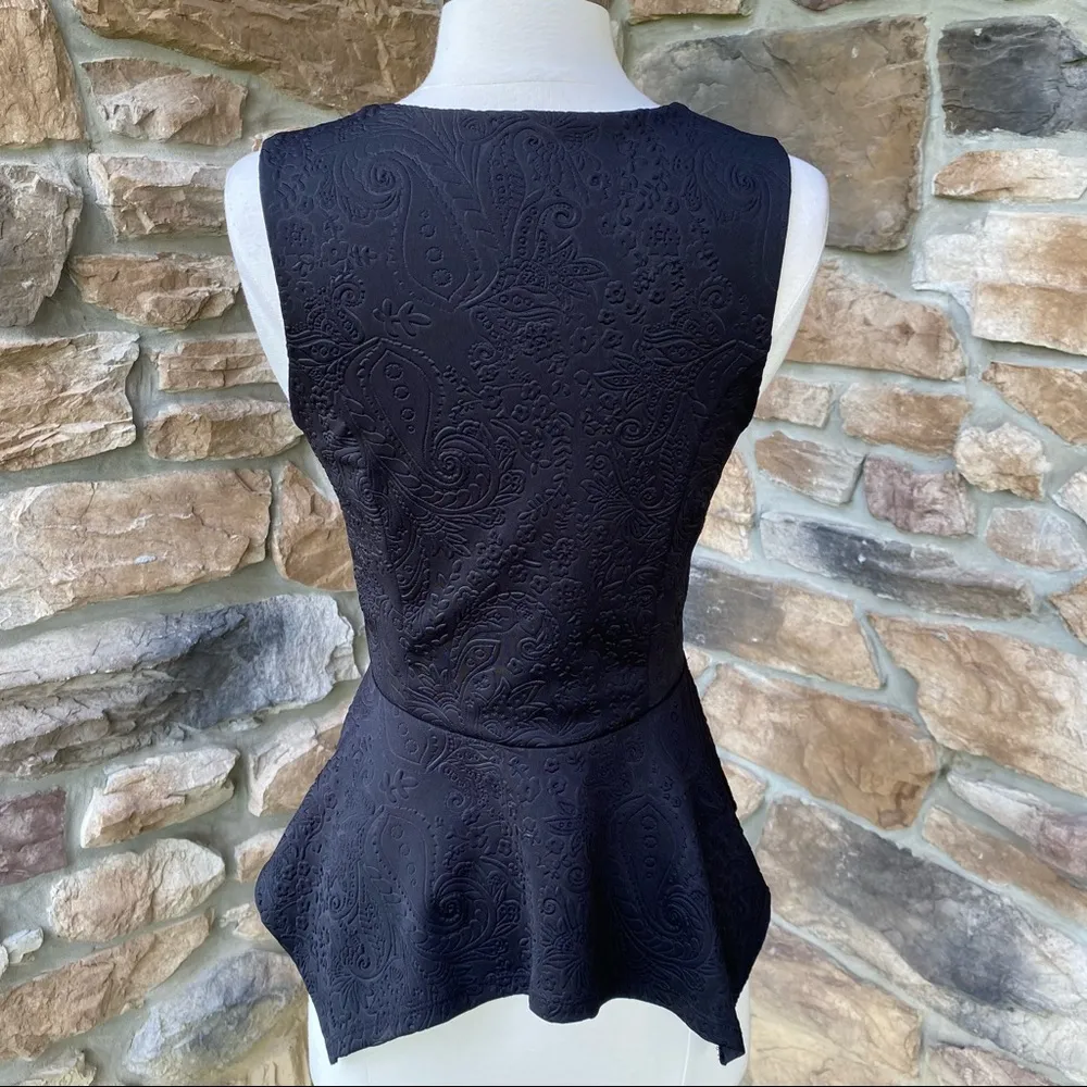 Monteau Black Peplum Textured Sleeveless Top - Image 3