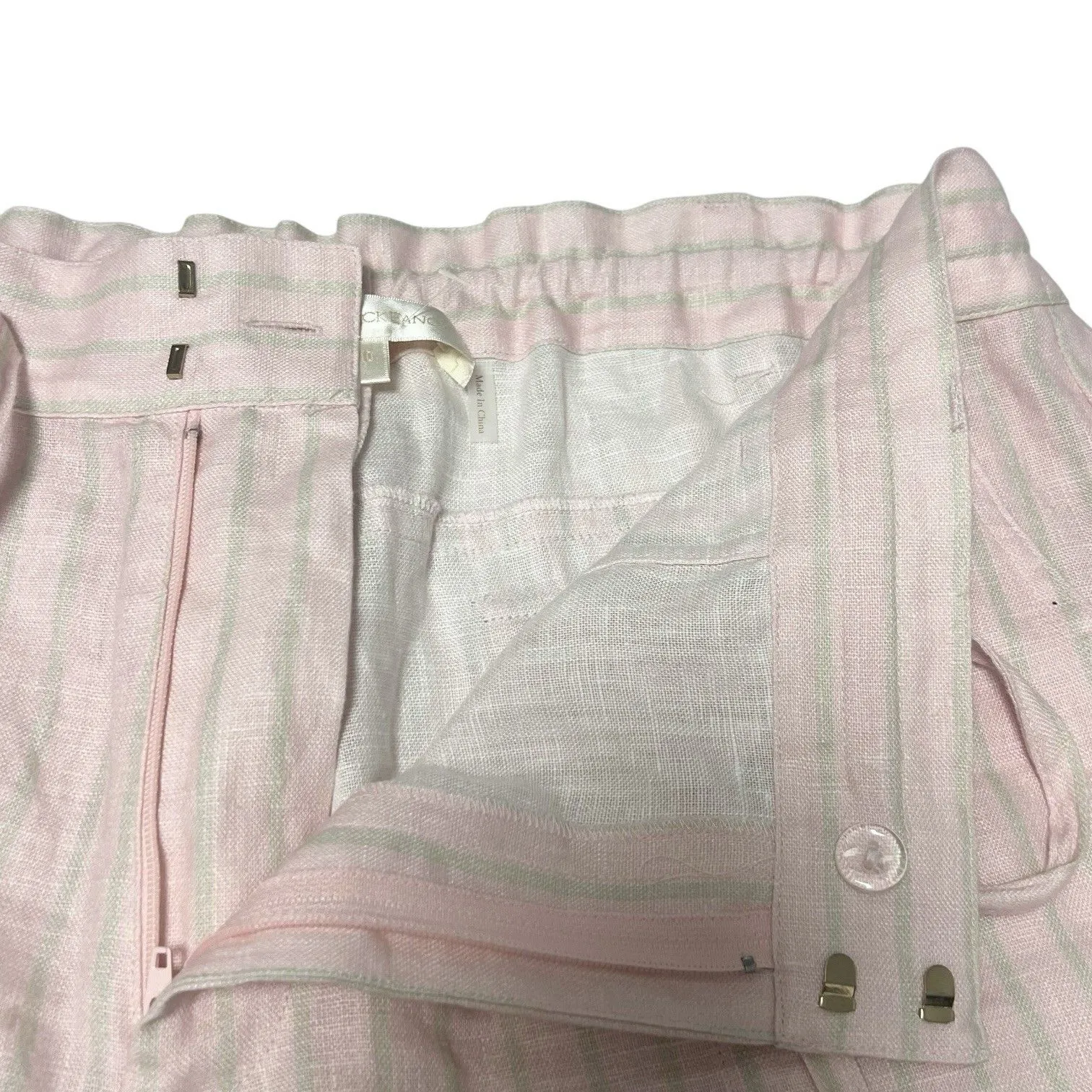 LOVESHACKFANCY CEDRIC CARGO PANT BERRIES/CREAM Pink Wide Leg 100% Linen Size 10 - Image 9