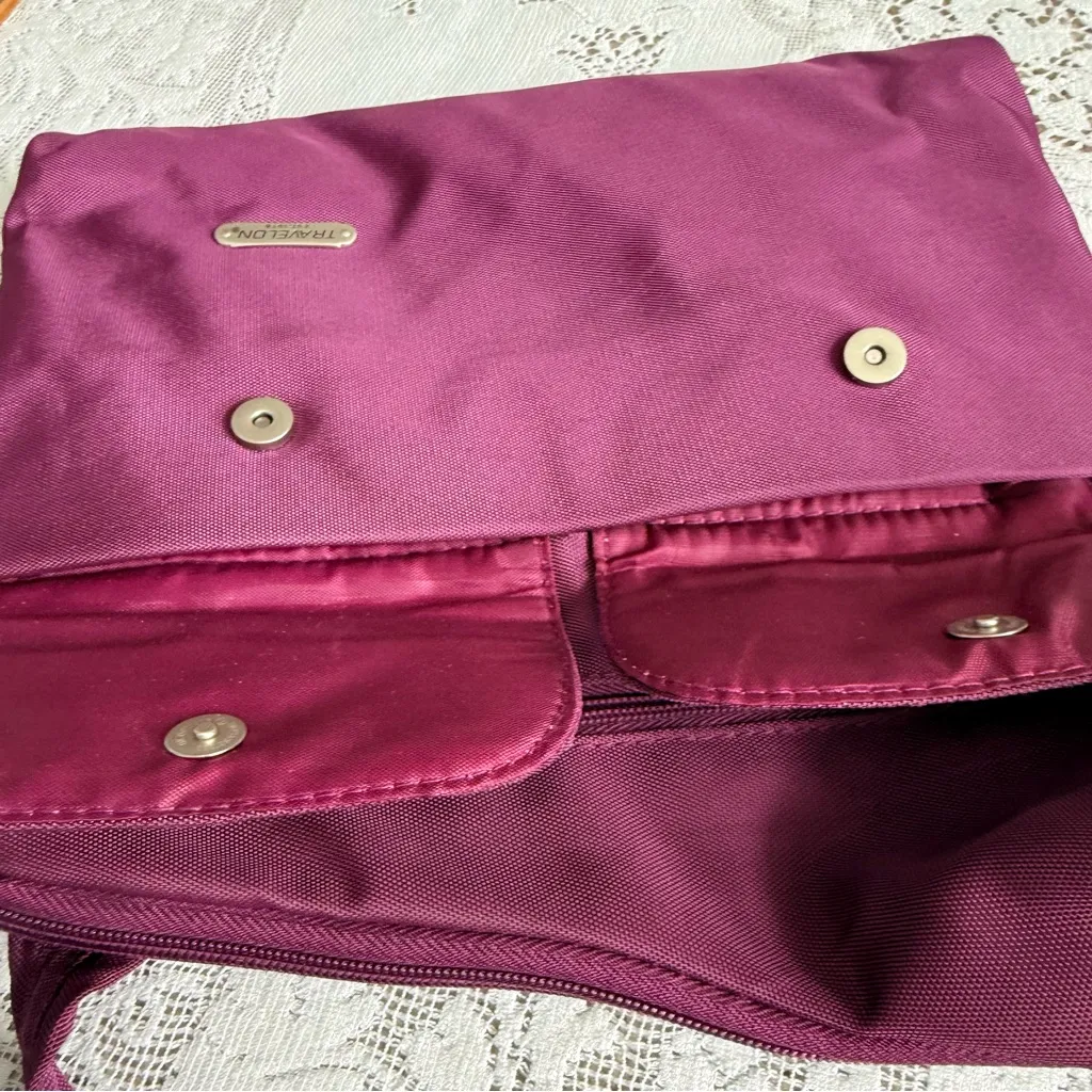 Travelon Anti-Theft Purple Crossbody Messenger Bag RFID Blocking - Image 8