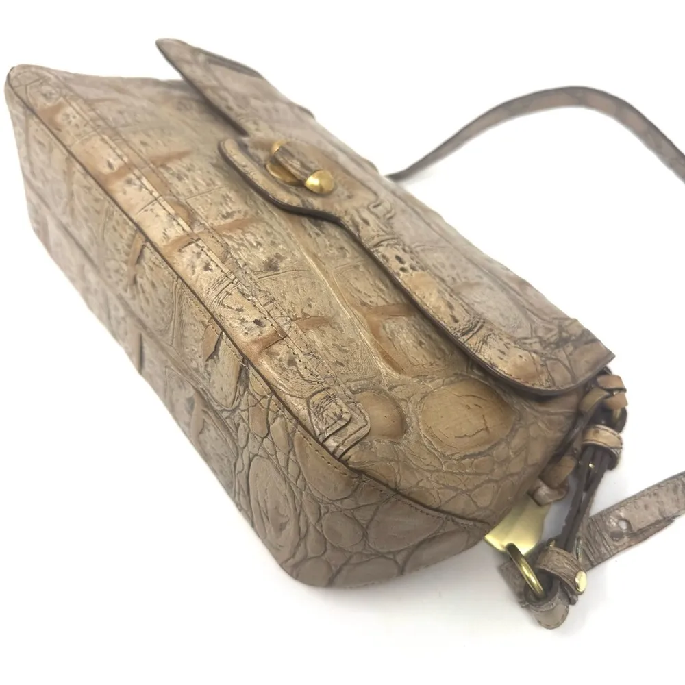 Brahmin Croc-Embossed Leather Shoulder Bag – Chestnut Brown Vintage - Image 9