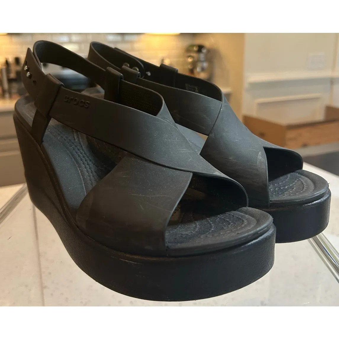 Crocs Platform Liferide Black Sandals - Women's Size 9 - Image 4
