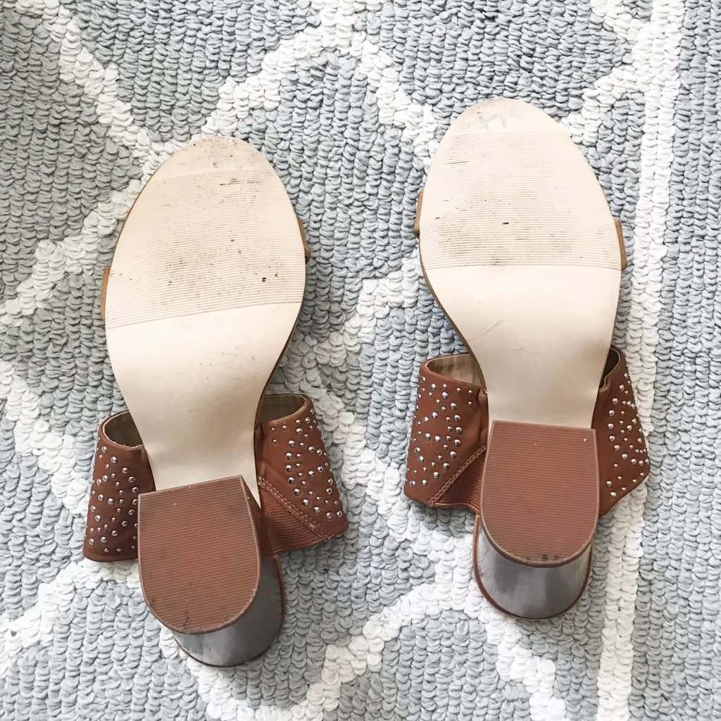 Francesca’s studded cognac block heel mule sandal Brown Size 7.5 - Image 11