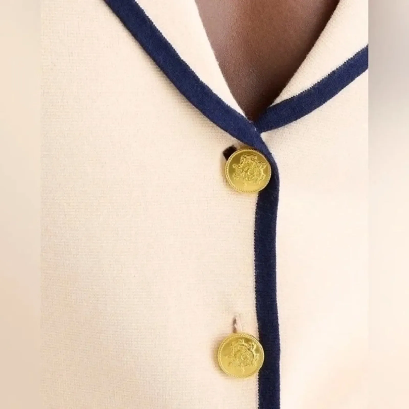 J.Crew Tipped Sweater Blazer Ivory White XS Button Cardigan Sweater - Image 9