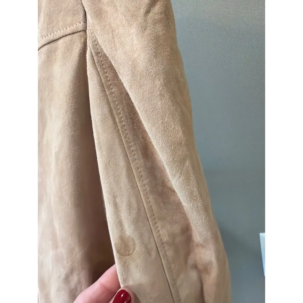 retrofete Tai Suede Moto Jacket Hummus Womens Size Small Tan - Image 12