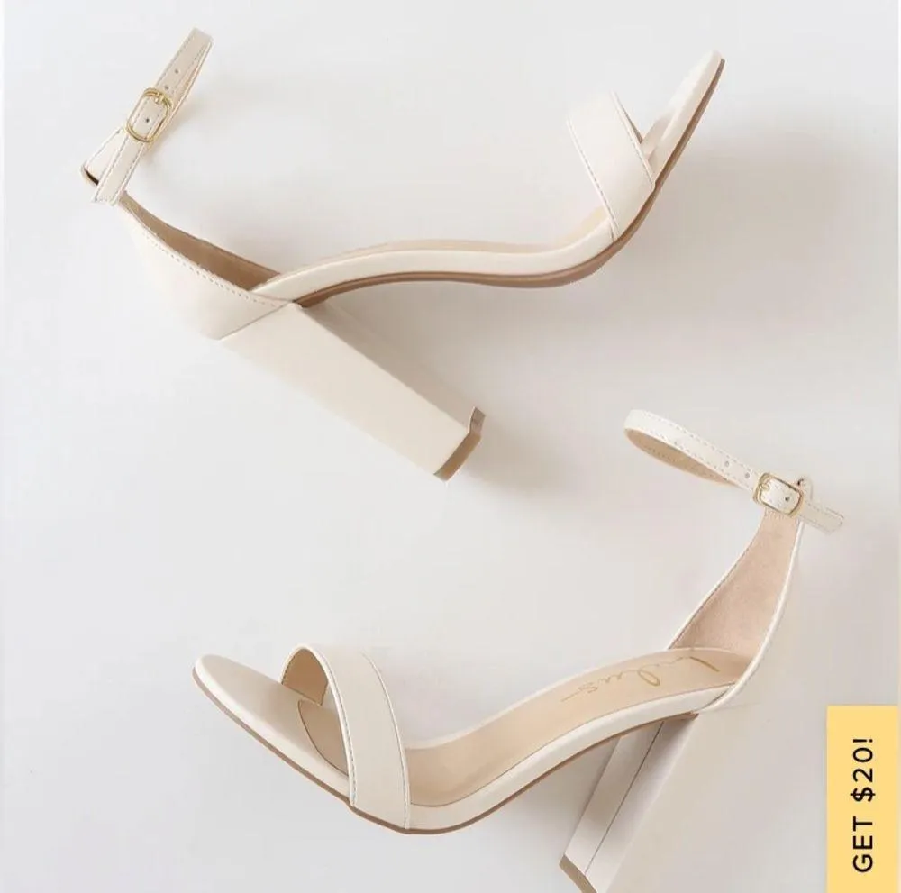 Lulus  Taylor Off White Ankle Strap Heels size 8 wedding bridal bridesmaids shoes - Image 2
