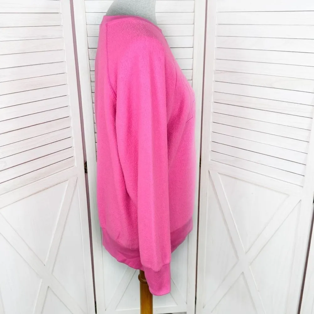 Pink by‎ Victoria's Secret Embroidered Inside Out Fleece Sweatshirt Pink XS - Image 3