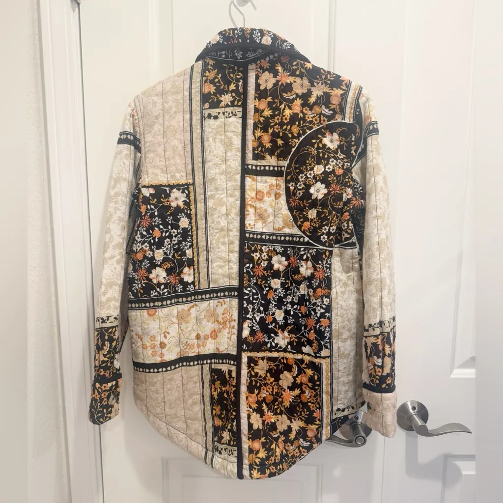 ANTHROPOLOGIE Floral Patchwork Quilted Shirt Jacket size XS - Image 5