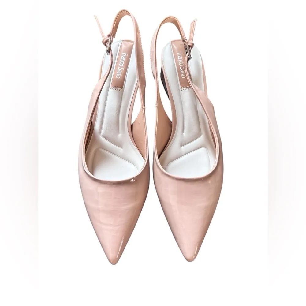 Franco Sarto L-Racer Slingback Heel 11M Faux Nude Patent Leather Easter Spring - Image 2