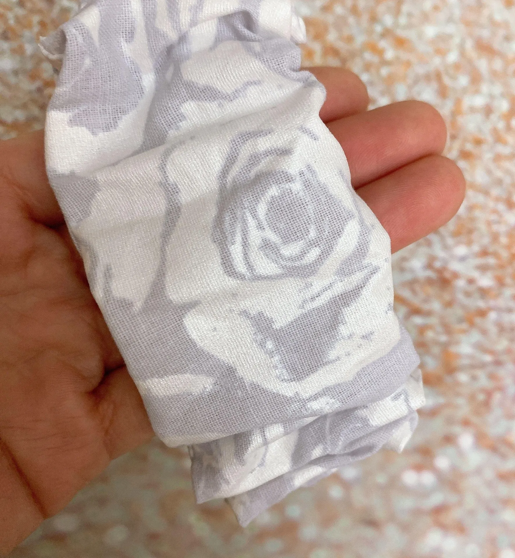 CHUBBY Scrunchie White Silver Roses Floral Thick Scrunchie Hair Tie Hair Accessories - Image 2
