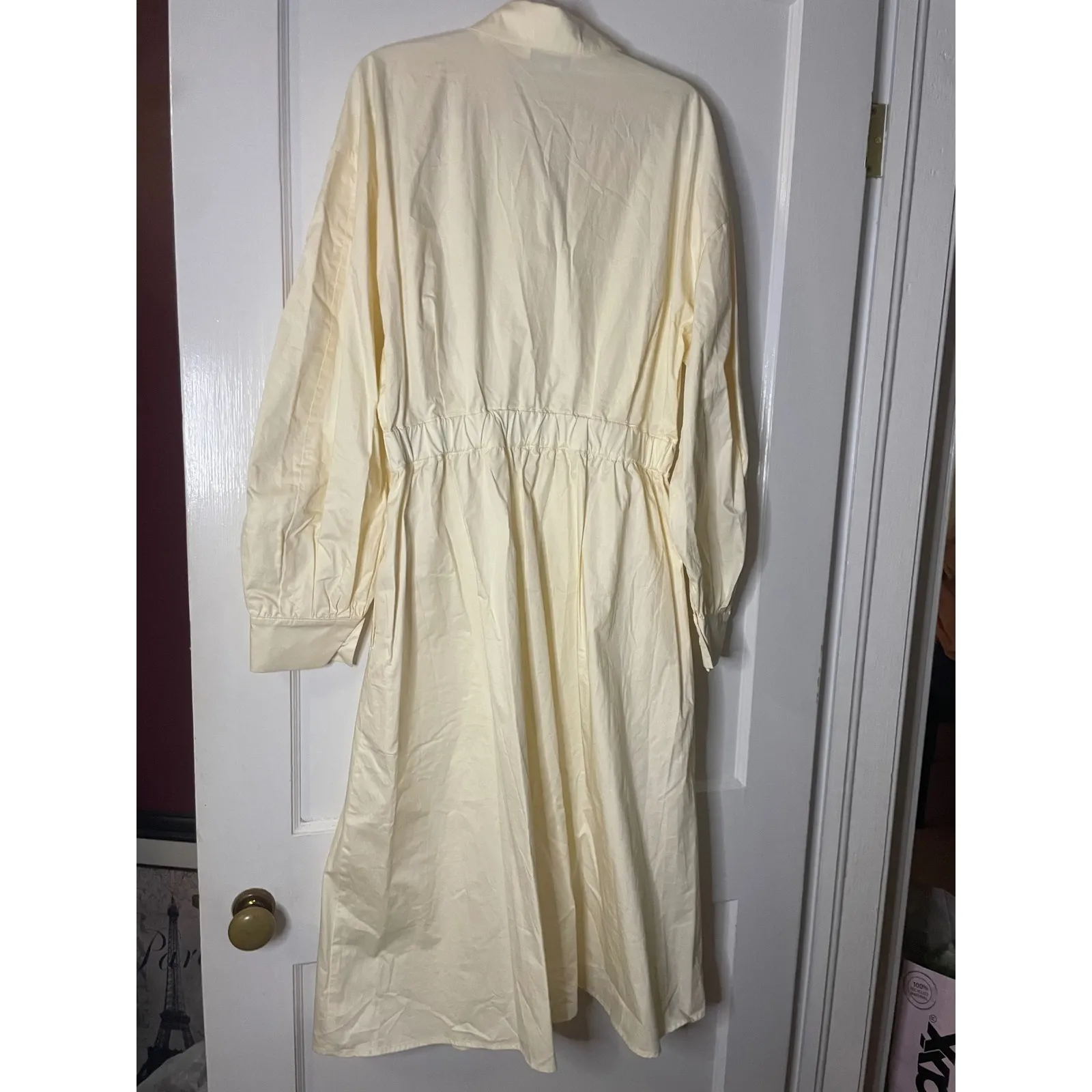 Urban Revivo Ivory Shirt Dress Long Sleeve Midi Casual Women's large buttondown - Image 4