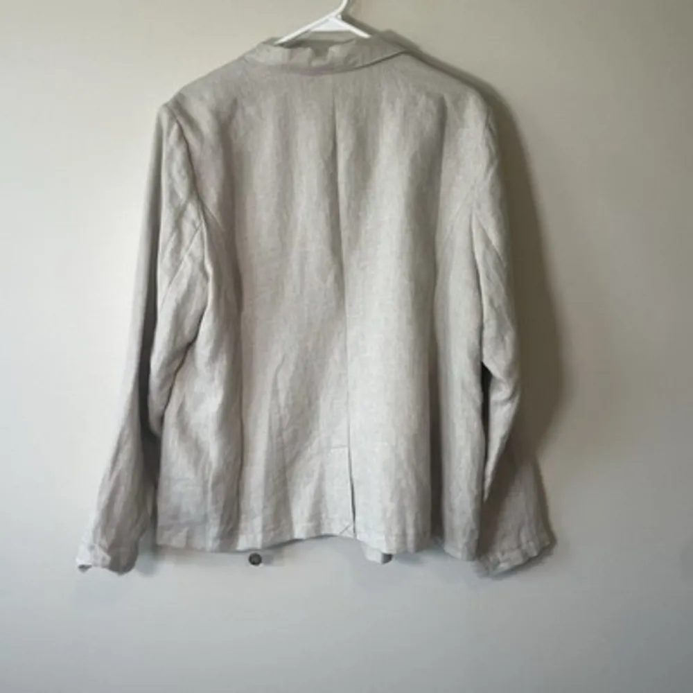 Garnet Hill 100% Linen Blazer size 18 Beige Tan Casual Relaxed Fit Jacket Career - Image 5