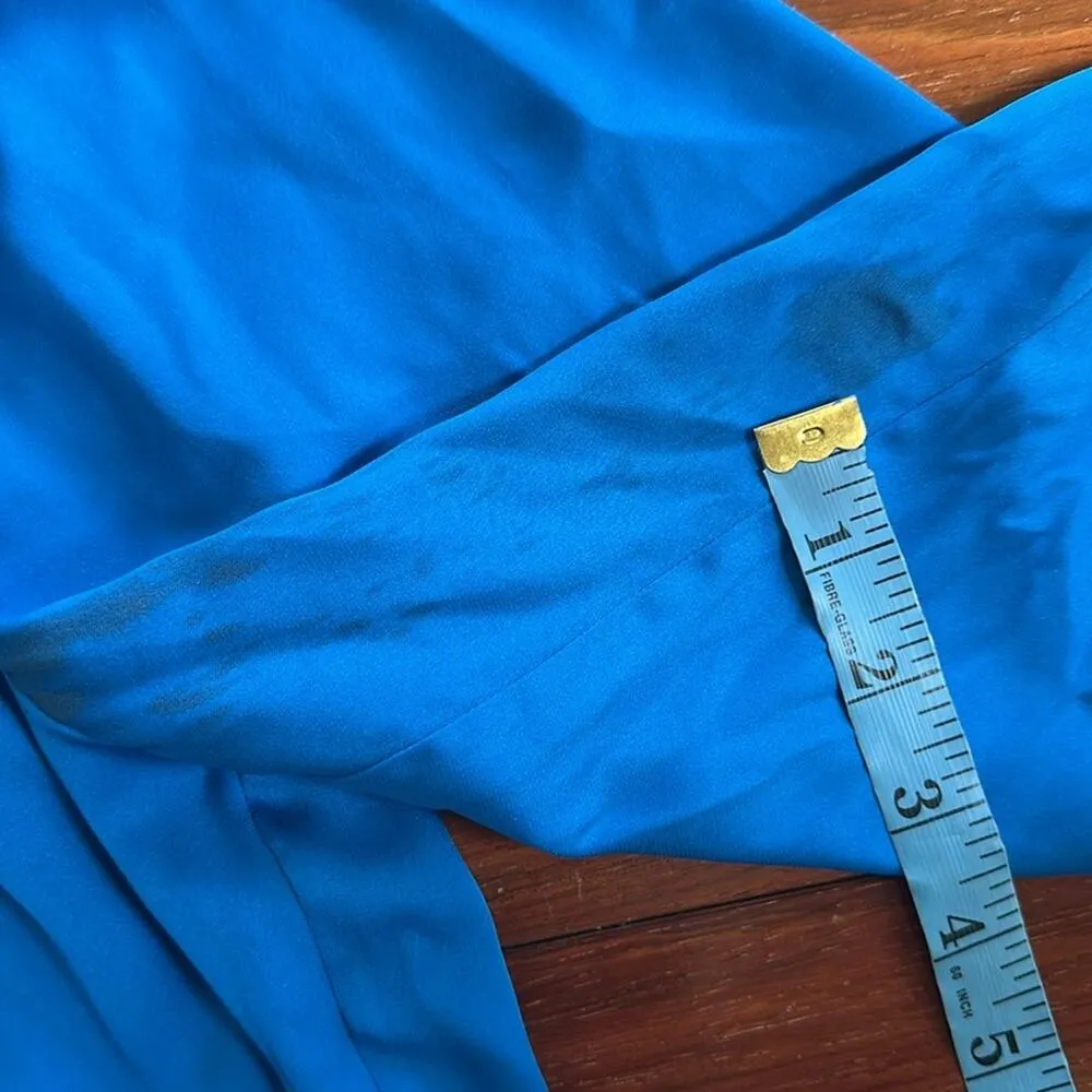 Diane Von Furstenberg Cahil Blouse Silk Blue DVF Minimalist Preppy Summer Office - Image 10