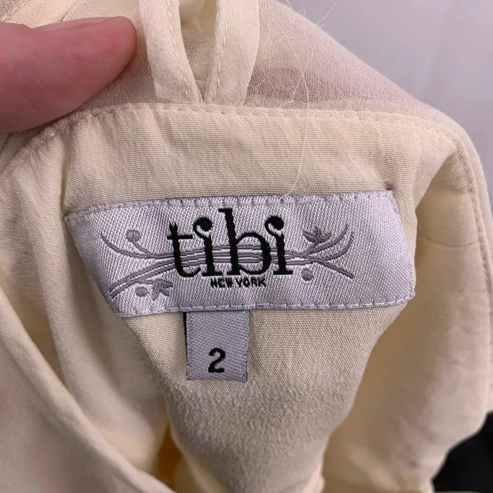 Tibi cream one shoulder silk draped‎ dress size 2 - Image 5
