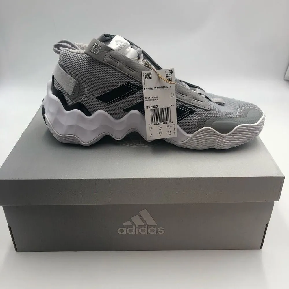 Brand‎ New Adidas Exhibit B Basketball Shoes For Women Size 8 Gray & Black - Image 2