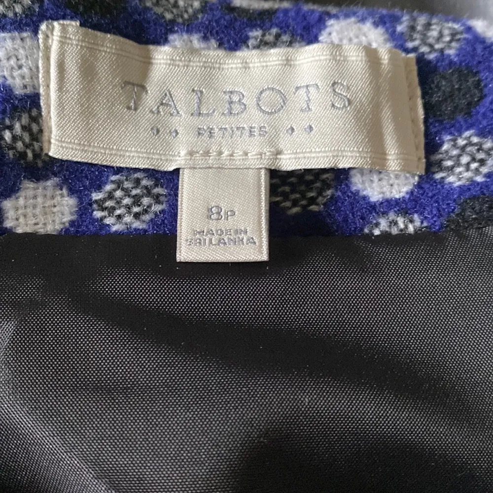 TALBOTS ~ PETITE | Blue & Black Polka Dot design | zipper back | Dress skirt - Image 5