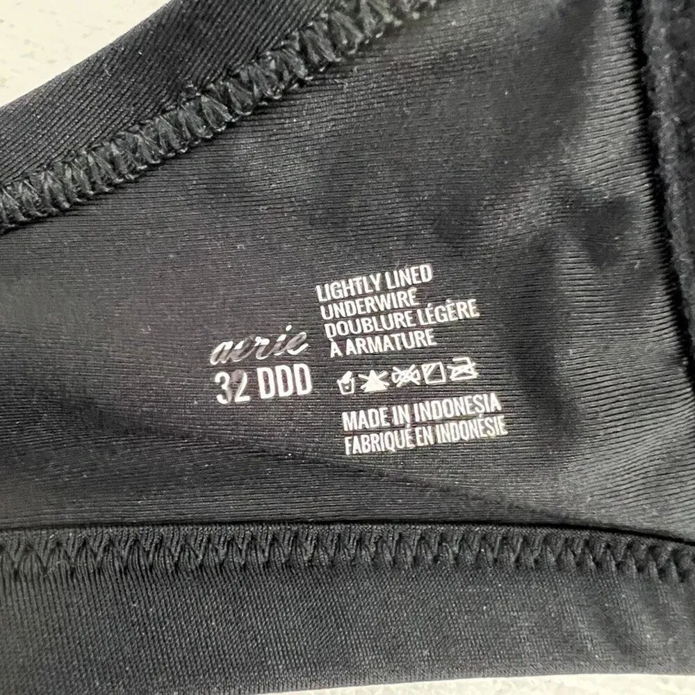 Aerie Lightly Lined Underwire Bikini Top Black 32DDD - Image 4
