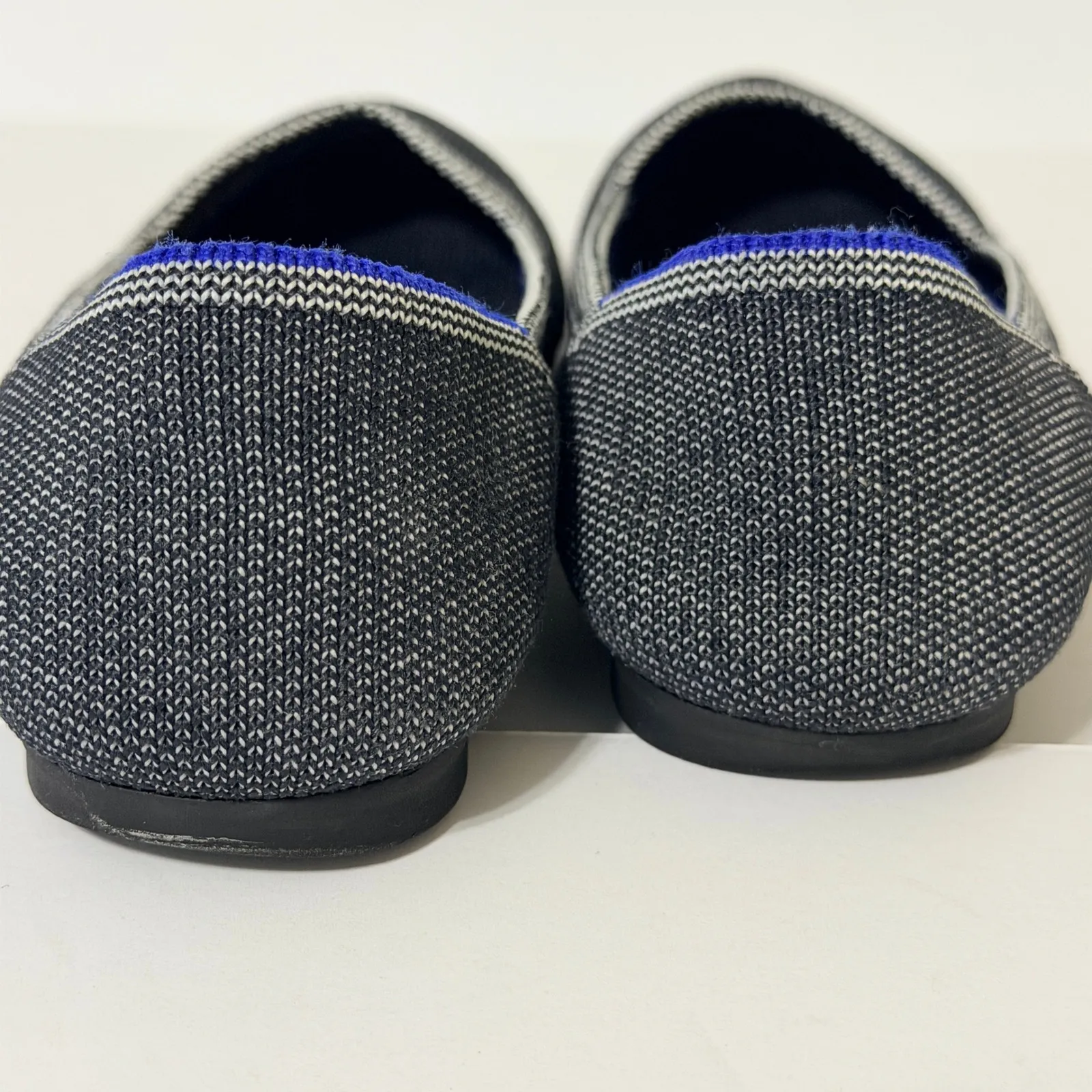 Rothy's The Flat Cloud Grey Birdseye Round Toe Ballet Black/White Women's 6 - Image 4