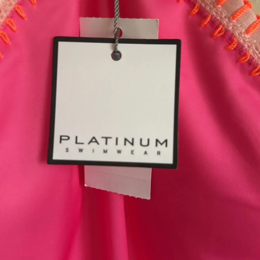 PQ PLATINUM SWIMWEAR Pink Crochet Trim High Neck One Piece Swimsuit - Image 6