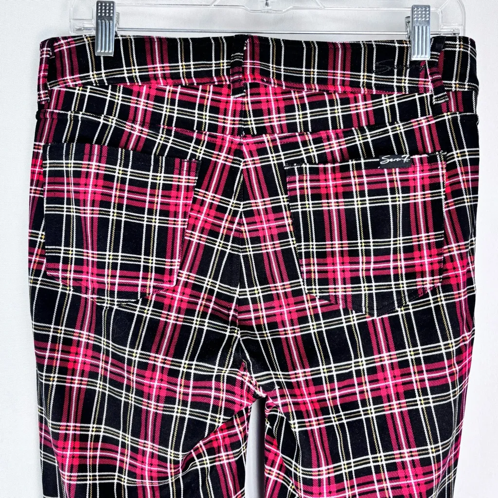 Seven 7 women's red tartan plaid skinny stretchy leggings size 8 - Image 7