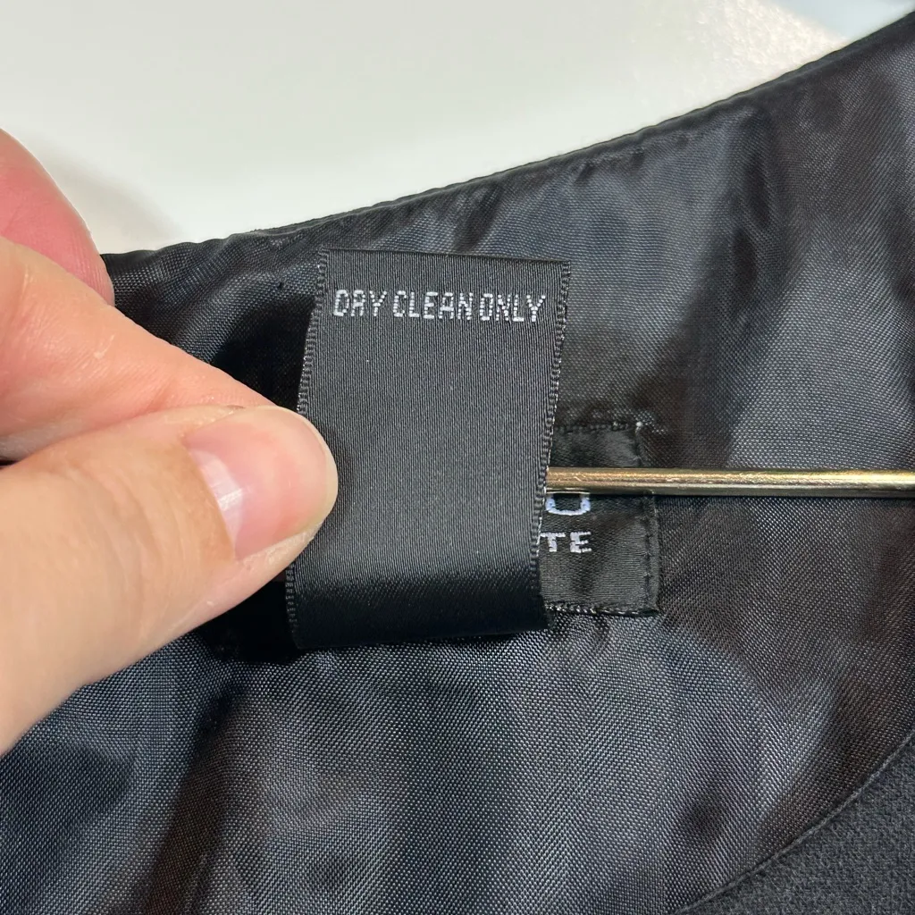 Vintage Virgo Women’s Petite Black Shift Dress Beaded Round Neckline Dress 14 - Image 8