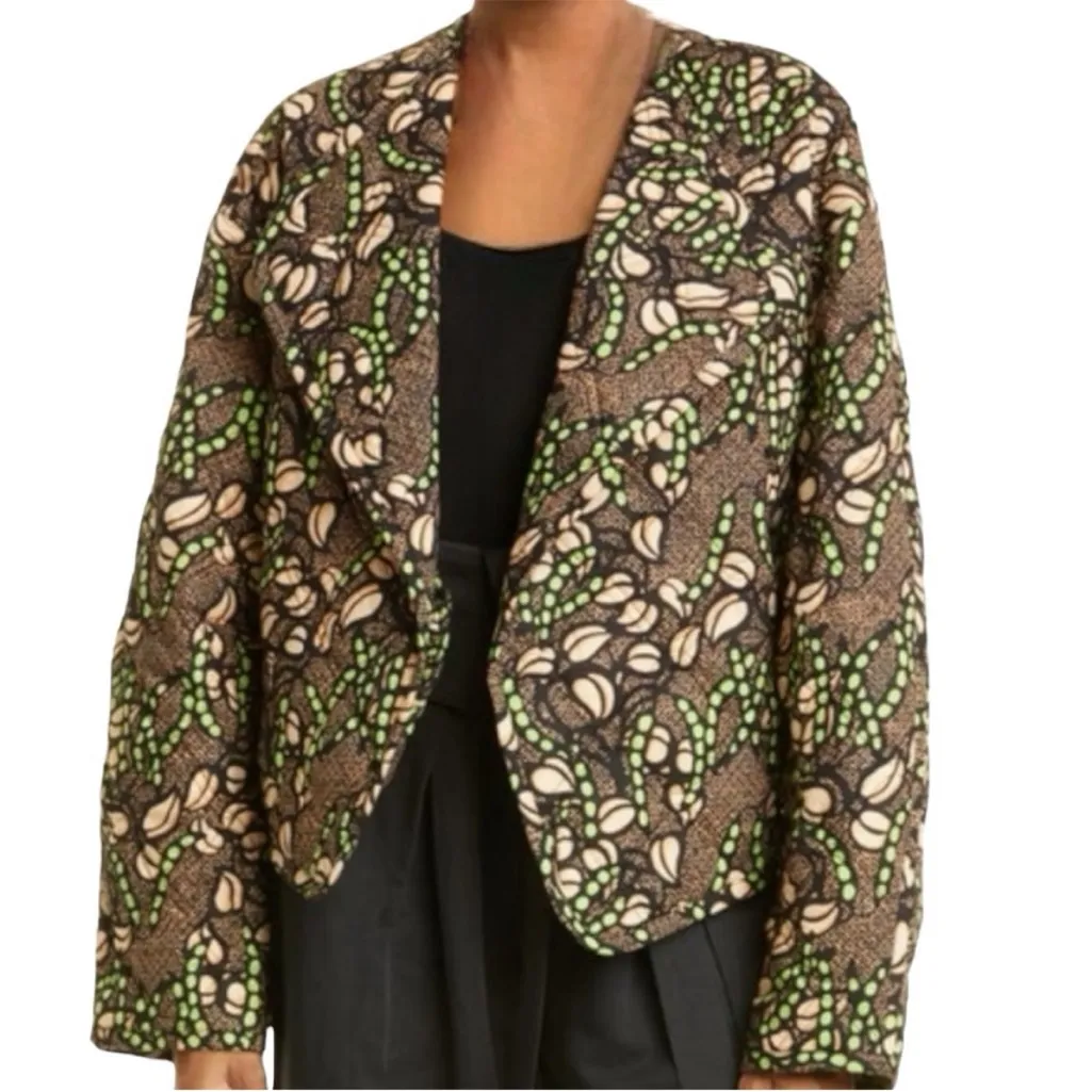 A.L.C. Emory Chocolate Brown Peach Green Quilted Asymmetrical Jacket Small‎ NEW - Image 14
