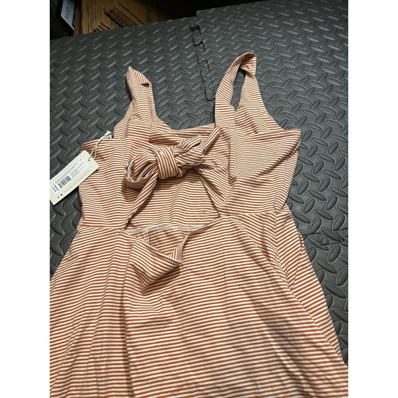 NWT Pact Shell Stripe Jolene Tie-Back Dress Orange‎ Womens Size Large - Image 7