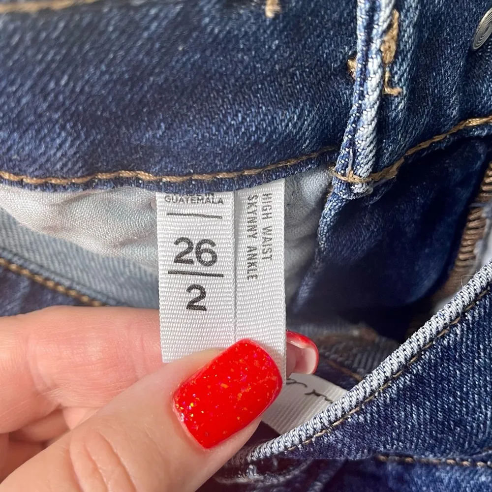 LOFT High Rise Skinny Ankle Jeans in Pure Dark Indigo Size 26 New - Image 12