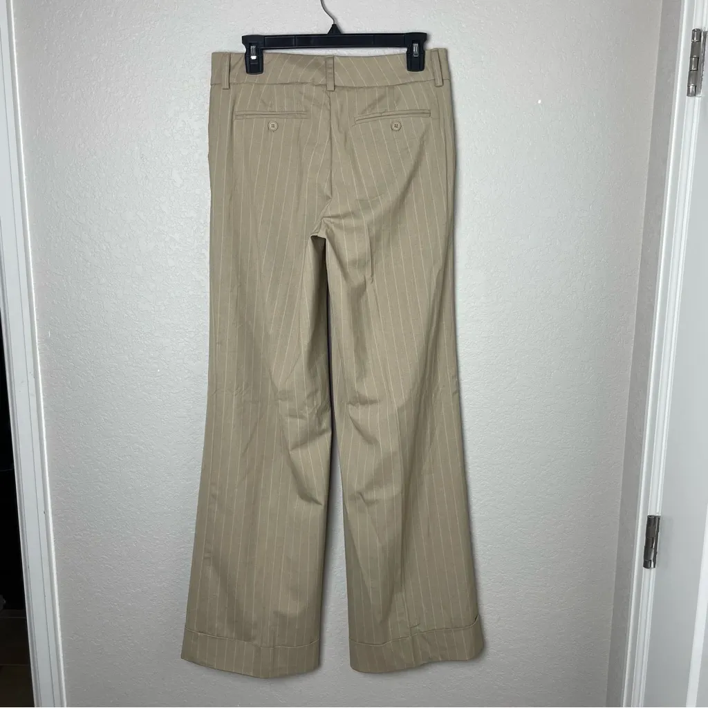 New York & Company Tan Pinstripe Wide Leg Cuffed Pants Size 6 Tall - Image 6