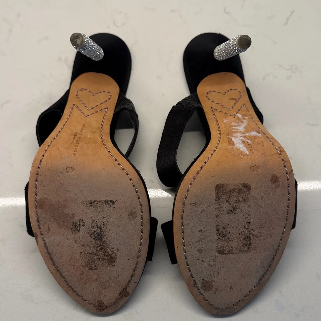 Sophia Webster Black Rosalind Satin Thick Strap Heel - Image 4