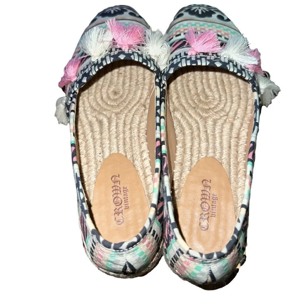 Crown Vintage Kalani Tassel Espadrille Flats Women's Size 6.5 Boho Chic Black - Image 3