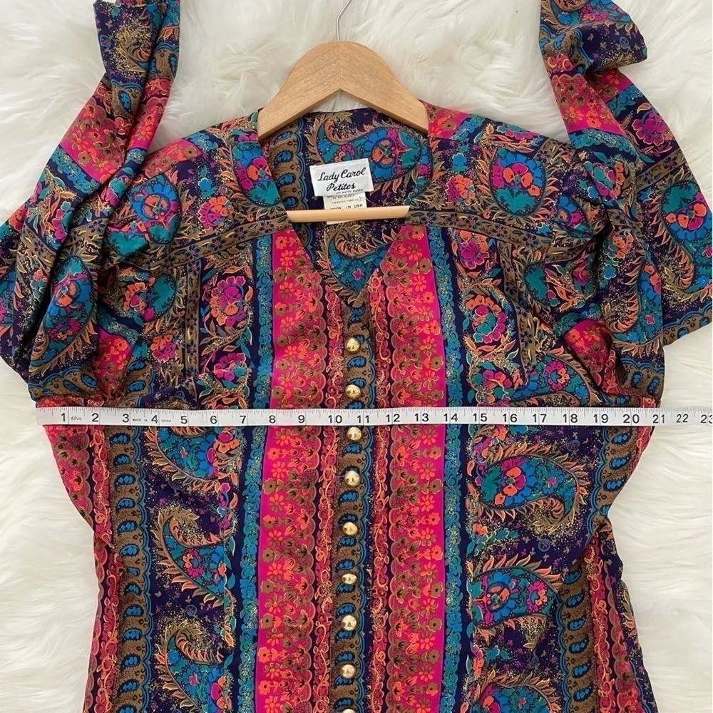 Lady Carol Petites Vintage Paisley Shoulder Pad Skirt Suit Set 14 Red - Image 7